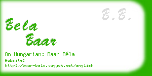 bela baar business card